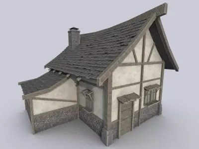 Medieval house Low-poly 3D model 23