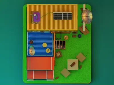 TRUCK SURVIVAL BASE-SCI-FI Low-poly 3D model