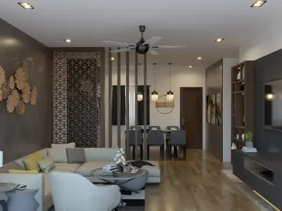 Living And Dining Interior Design - 4 3D model