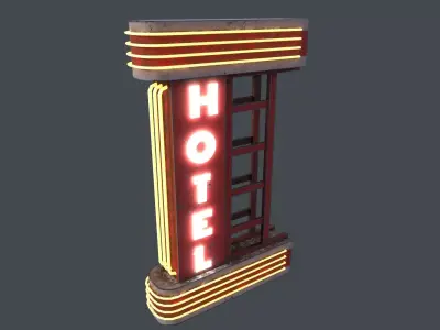 Neon Hotel Sign 3D Model Low-poly 3D model