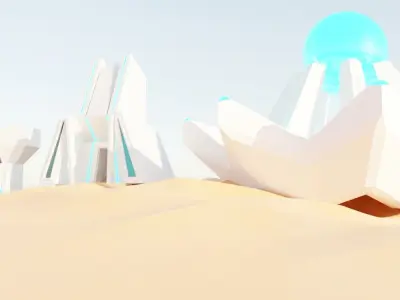 Sci-Fi building pack - 3 buildings Low-poly 3D model