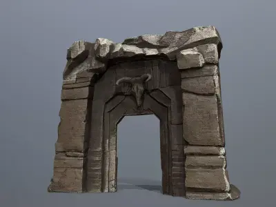 old gate Low-poly 3D model 6