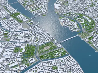Saint Petersburg Downtown Russia Low-poly 3D model