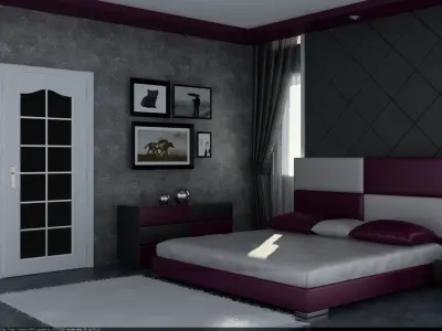 LETTA HOTEL BEDROOM FURNITURE SCENE Low-poly 3D model
