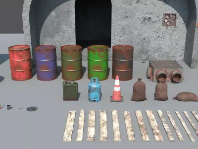 Post-Apocalyptic Props Asset Pack Low-poly 3D model