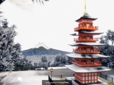 Arakurayama Sengen Park 3 Seasons 3D Model Pack