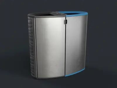 Street Trash Can 22 PBR Game Ready Low-poly 3D model