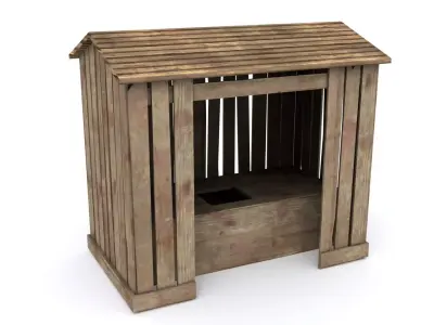Outhouse wooden Low-poly 3D model
