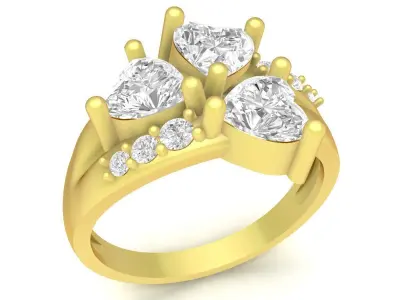 Elegant Three Stone Pear Cut Ring for Women  3431 3D print model