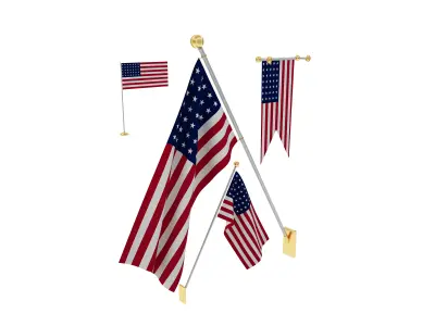 Flags of USA 3D model