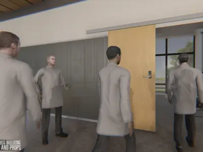 Laboratory - big building  characters and props Low-poly 3D model