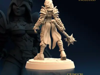 Armored Warrior Crimson Morning Star E Nude 3D print model