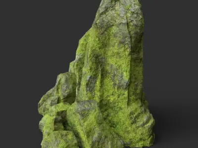 Low poly Medium Size Jungle Rock Low-poly 3D model