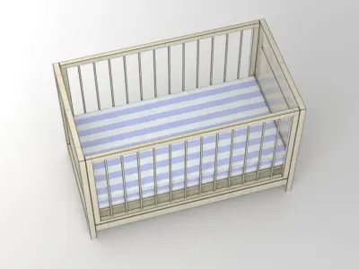 Crib Model baby with stripe 3D model
