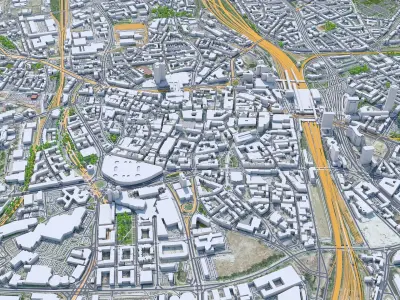 Essen Downtown Germany  Low-poly 3D model