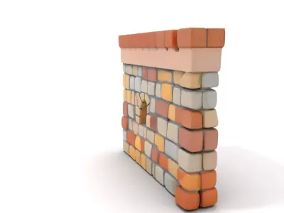 Medieval Stone Wall model pack Low-poly 3D model buy