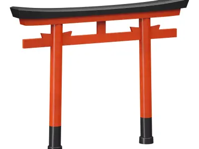 Torii Japanese arch sacred gate to a Shinto shrine 3D model