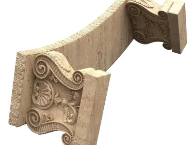 Stone Bench 03 Curved Low-poly 3D model