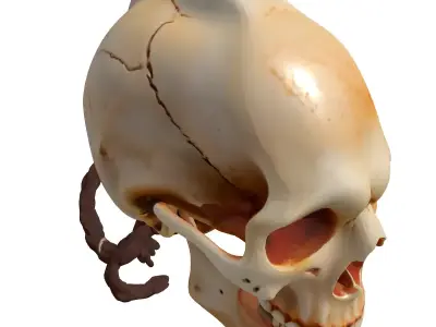 Stylized Elongated Skull with Rope Low-poly 3D model