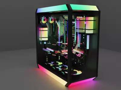 extreme gaming PC with detailed specs and RGB lighting Free low-poly 3D model
