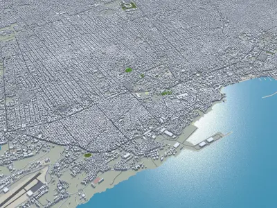 Mogadishu Somalia 35km Low-poly 3D model