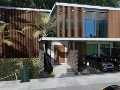 Elegant Modern Architectural Exterior Low-poly 3D model