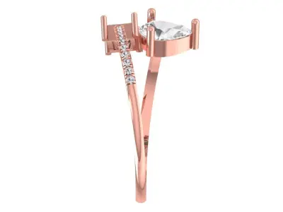 Open End Light Weight Pear Princess stone Band Ring 3D print model