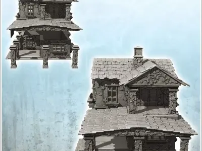 Large modern house with vehicle garage and balcony floor 9 3D print model