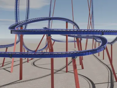 Rollercoaster Roller Coaster Low-poly 3D model