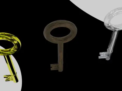 Antique key Low-poly 3D model purchase