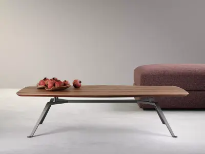 Tie wooden coffee table with metal legs 3D model