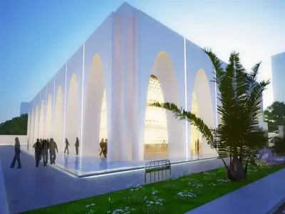 3D Model Modern Three-Story Community Building Low-poly 3D model