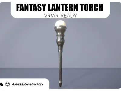 Fantasy lantern torch - game ready Low-poly 3D model