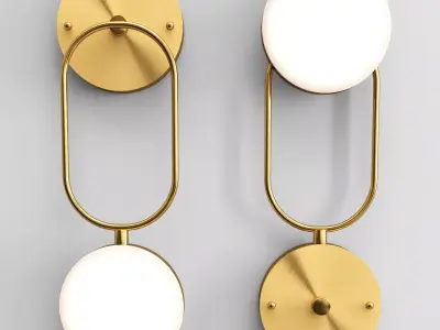 RODNY pair of brass wall lights with globes 3D model