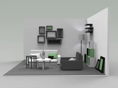 Low Poly Interiors - Living Room Low-poly 3D model