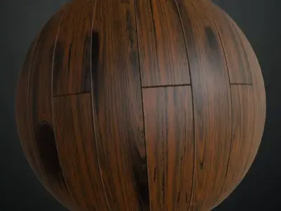 Polished Walnut Wood Planks PBR Seamless Texture