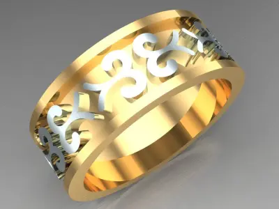 Light Gold Diamond Men Ring 2MR020 3D model
