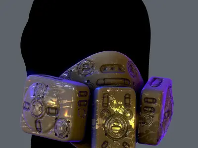 Gas mask helmet scifi Low-poly character art game space Low-poly 3D model 7