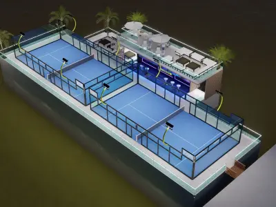 Padel Court Low-poly 3D model