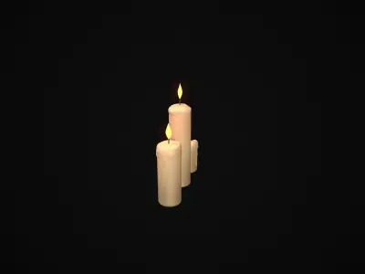 Melted Candles Set Low-poly 3D model