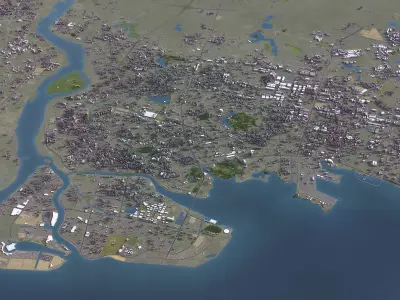 Haikou - 3D City Model Low-poly 3D model