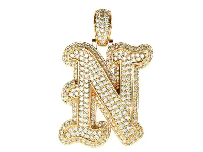 Tattoo fonts N alphabet pendent 3D print model