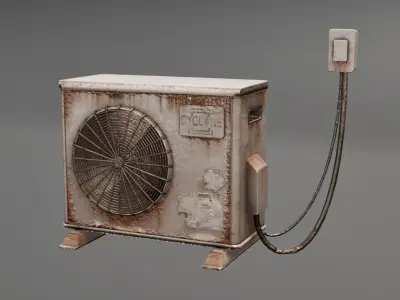 Post Apocalyptic Rusty Air Conditioner  Low-poly 3D model