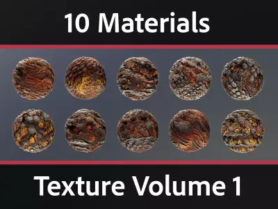 10 Materials Lava Seamless PBR Volume 1 Texture