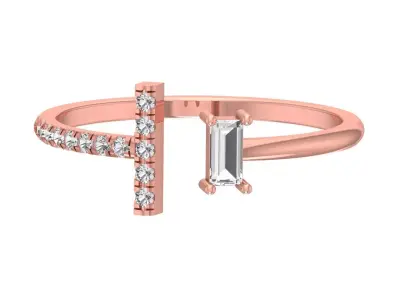 Solitaire Women Baguette Stone Band Ring 3D print model