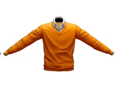 Cartoon High Poly Subdivision Sweater Orange 3D Model Low-poly 3D model