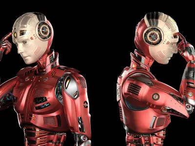 Futuristic Robot Man 2-5B Rigged 3D model