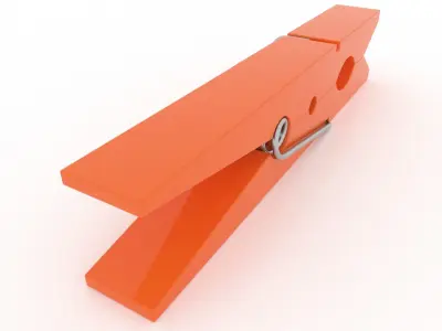 CLOTHES PEG ORANGE PLASTIC Low-poly 3D model