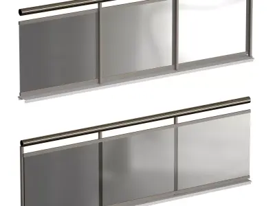 Glass railing with handrails for the balcony 3D model