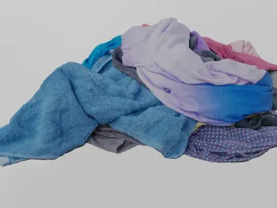 Pile of Clothes 3D Scanned Bright Colors Low-poly 3D model